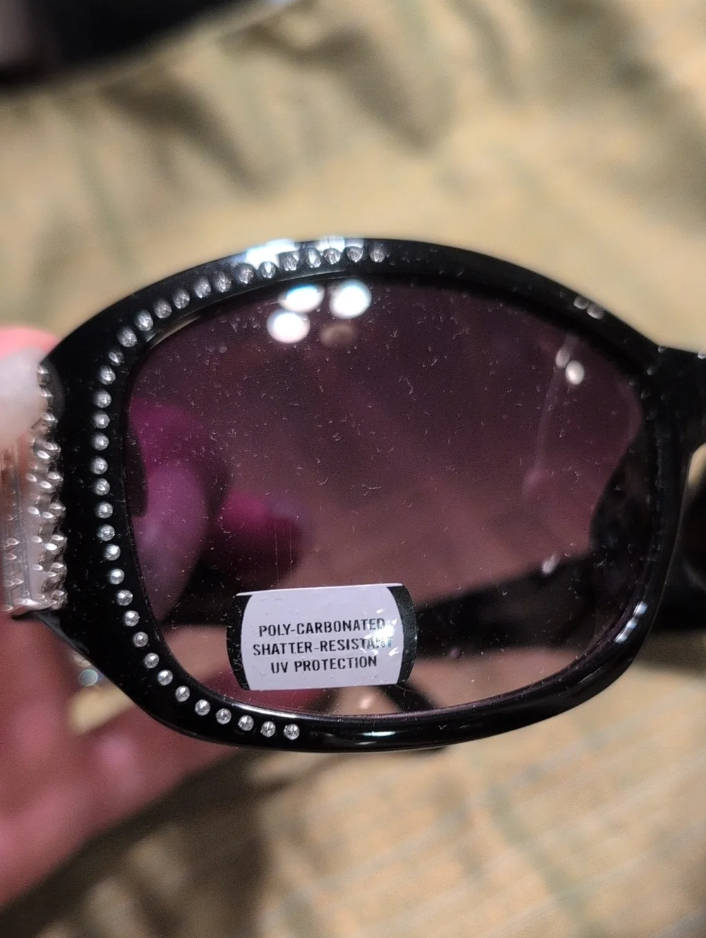 Stylish Women’s Oversized Sunglasses - Black with Purple Tint